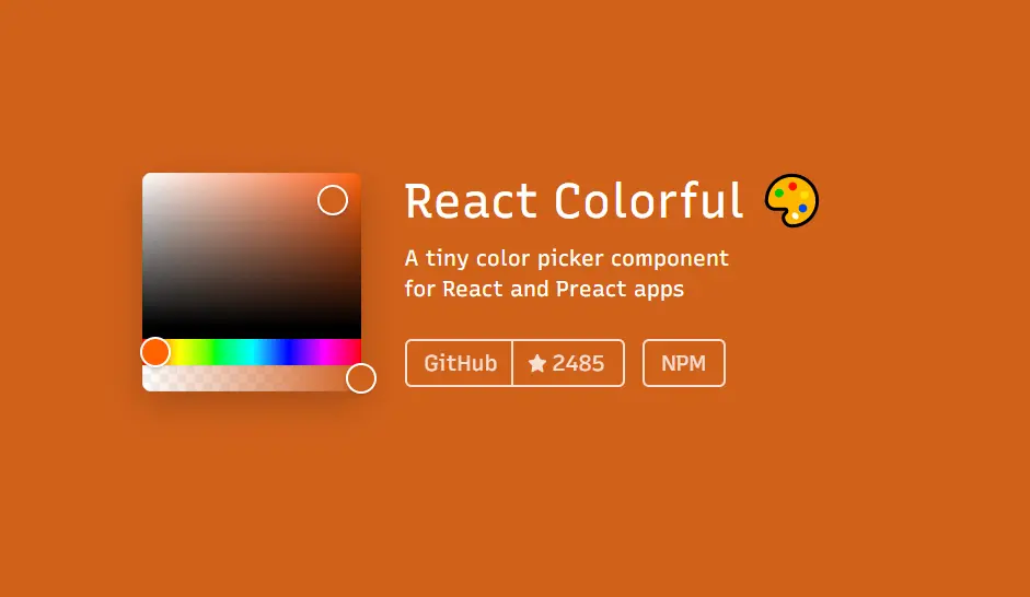 Screenshot of React component react-colorful project website taken by pauls dev blog